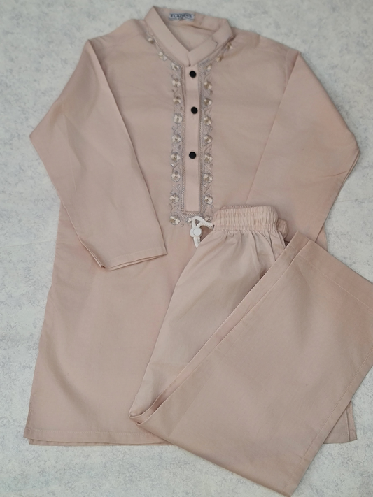 Hand Embroidered Powder Pink Kurta & Trouser