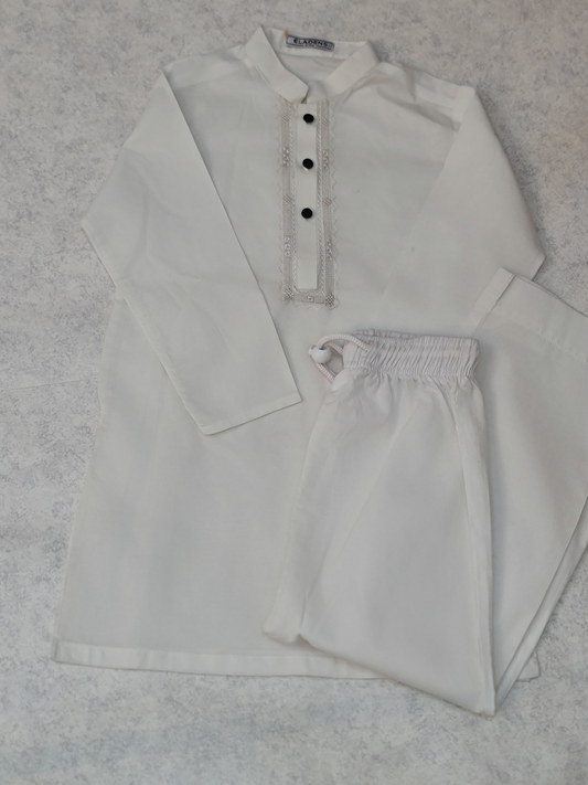 Tarkashi Hand Embroidered White Kurta & Trouser