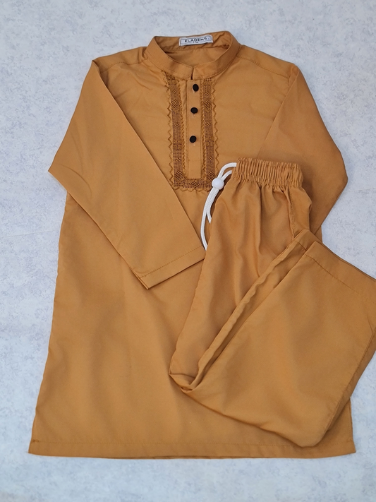 Tarkashi Hand Embroidered Amber Kurta & Trouser