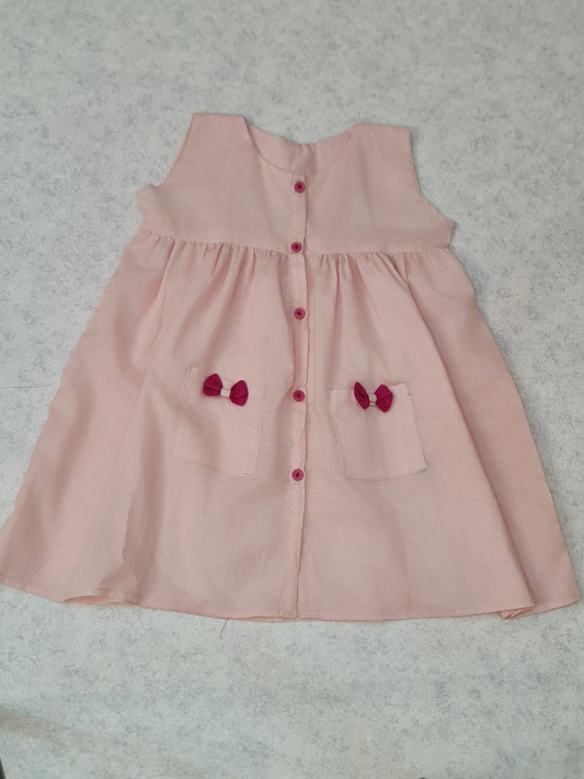 Girls light pink bow frock by ELADENS Pakistan
