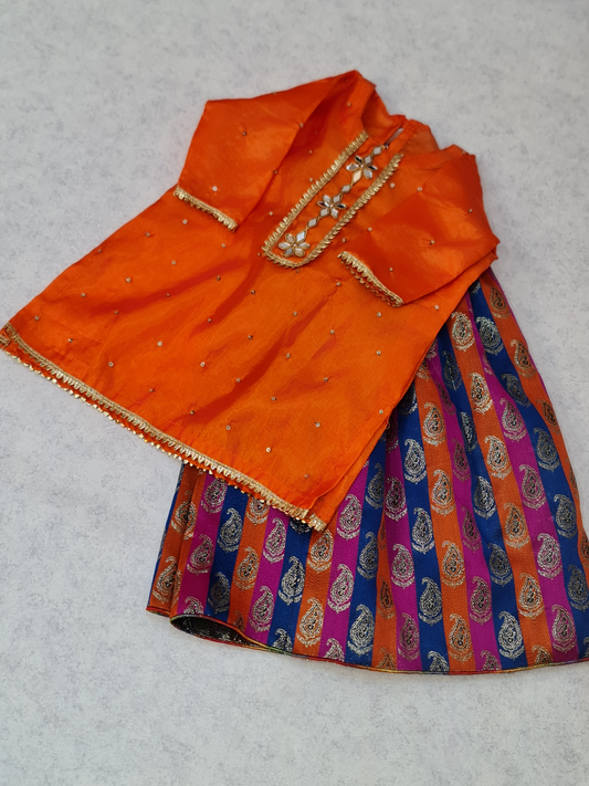 Girls embellished kameez with lehnga by ELADENS Pakistan