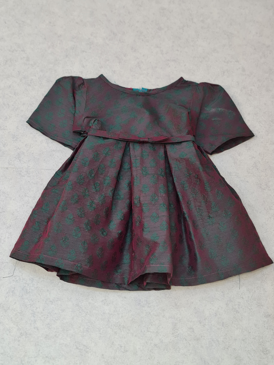 Girls plum and green jacquard dress by ELADENS Pakistan