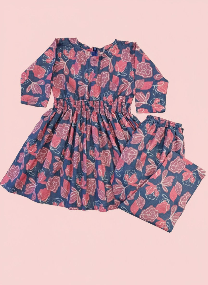 Blue floral frock & trouser