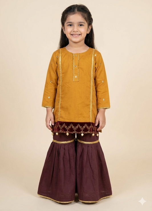 Girls embellished kameez with gharara by ELADENS Pakistan