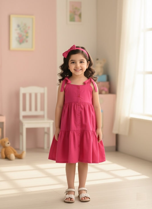Girls deep pink cotton dress by ELADENS Pakistan