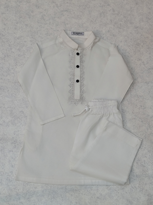 Hand Embroidered White Kurta & Trouser