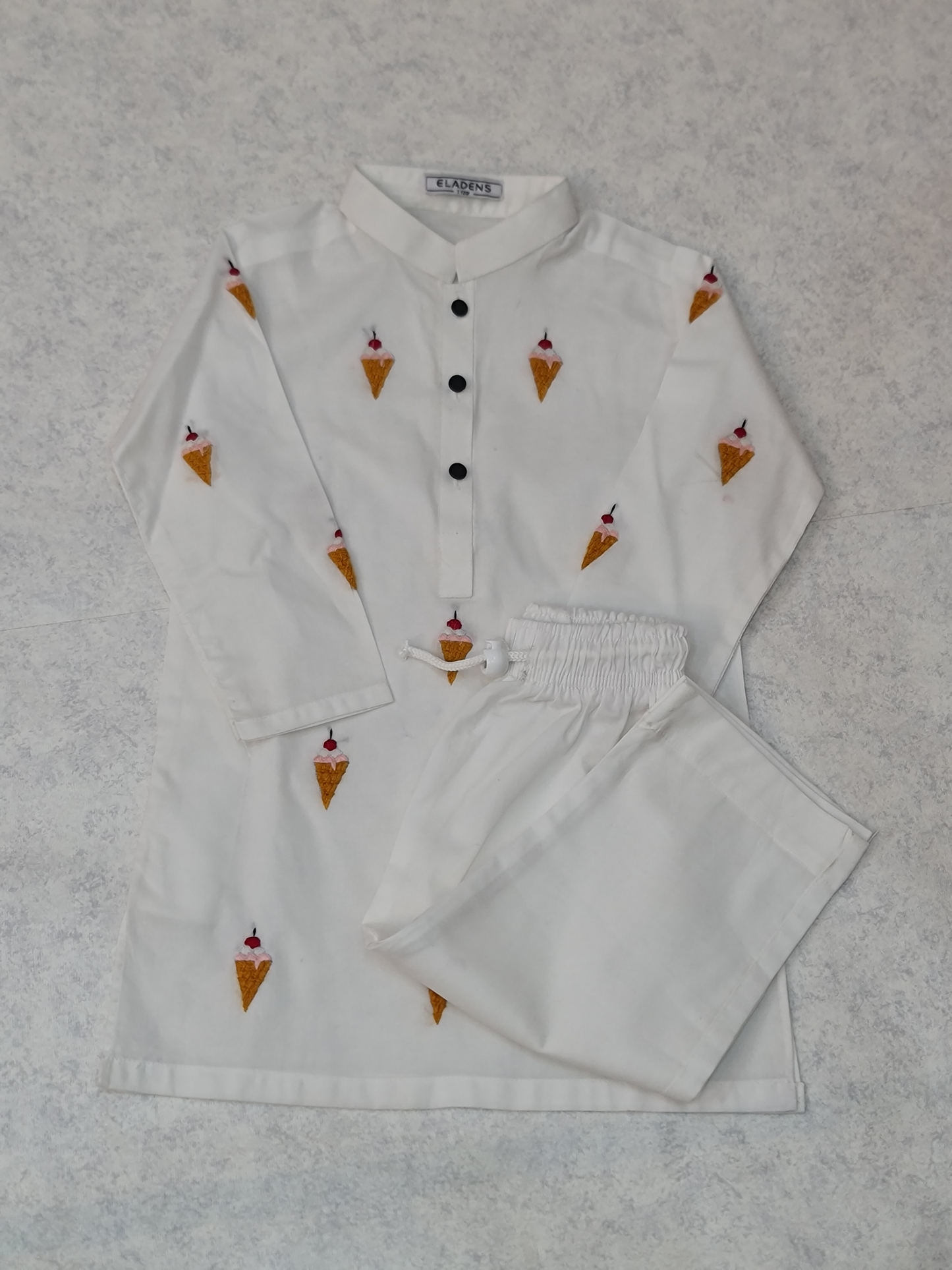 Hand Embroidered White Kurta & Trouser