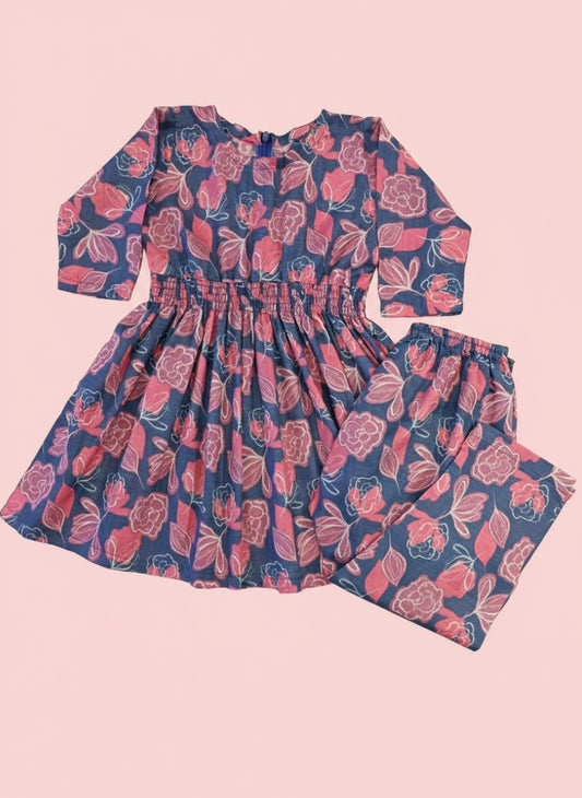 Blue floral frock & trouser