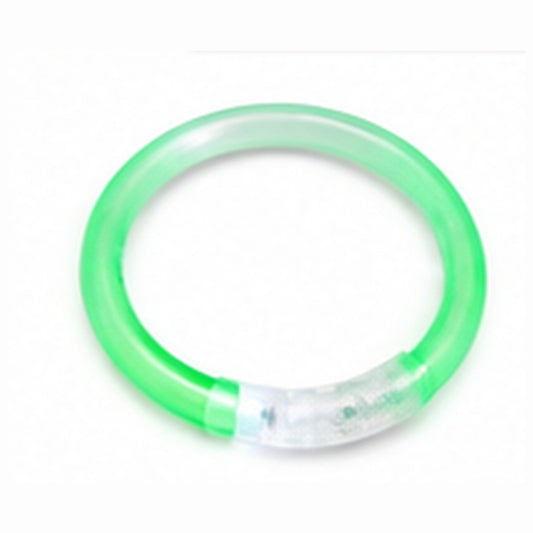 Pakistan green LED glow bracelet with a clear connector on a clean white background